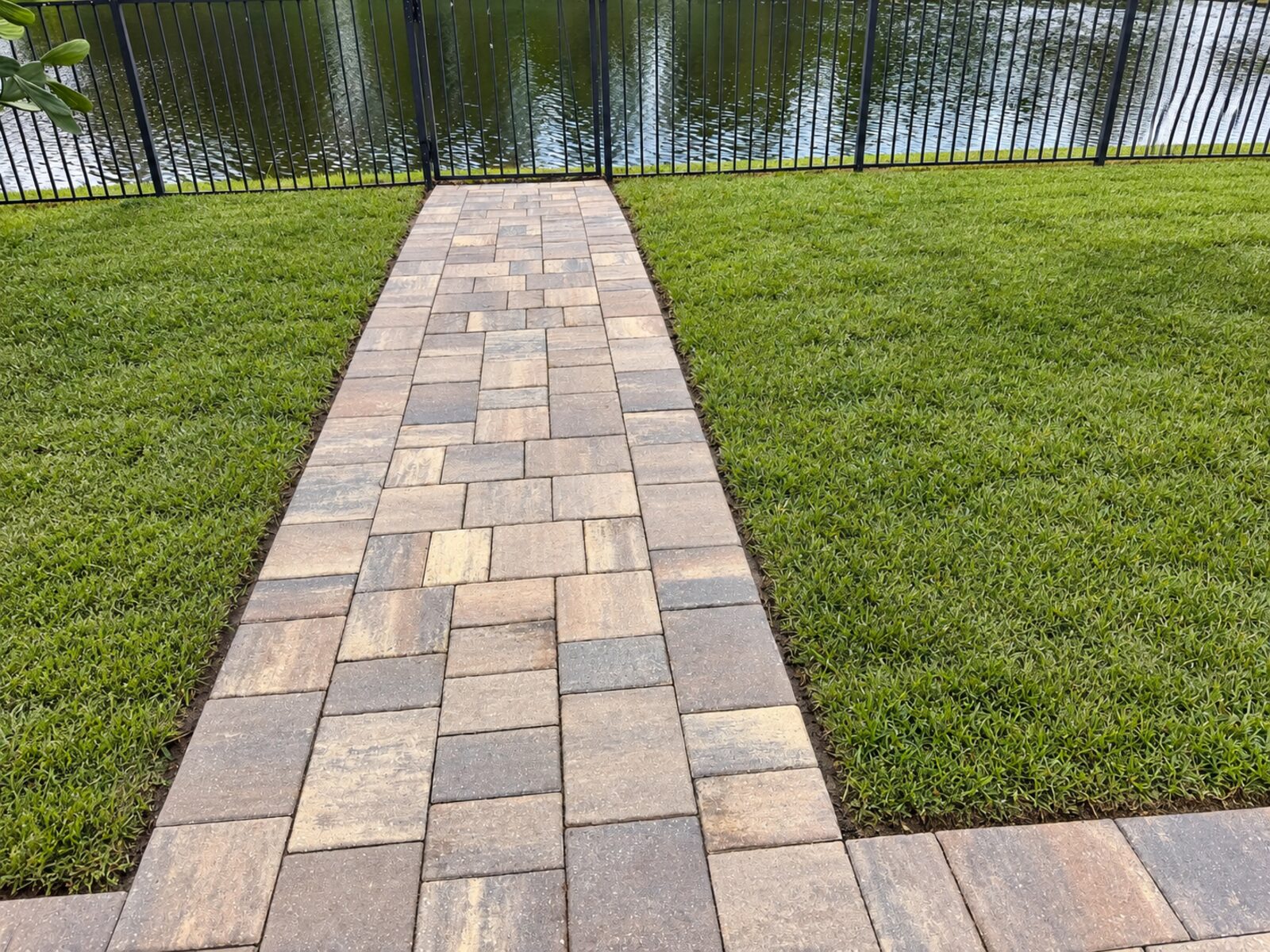 Cleaned paver walkway before sealing